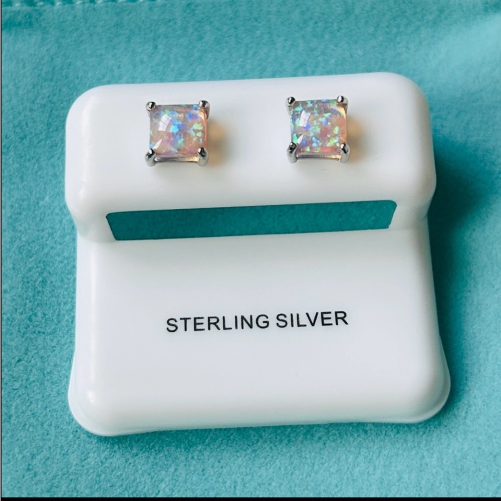 Sterling Silver Opal‎ Stud Earrings